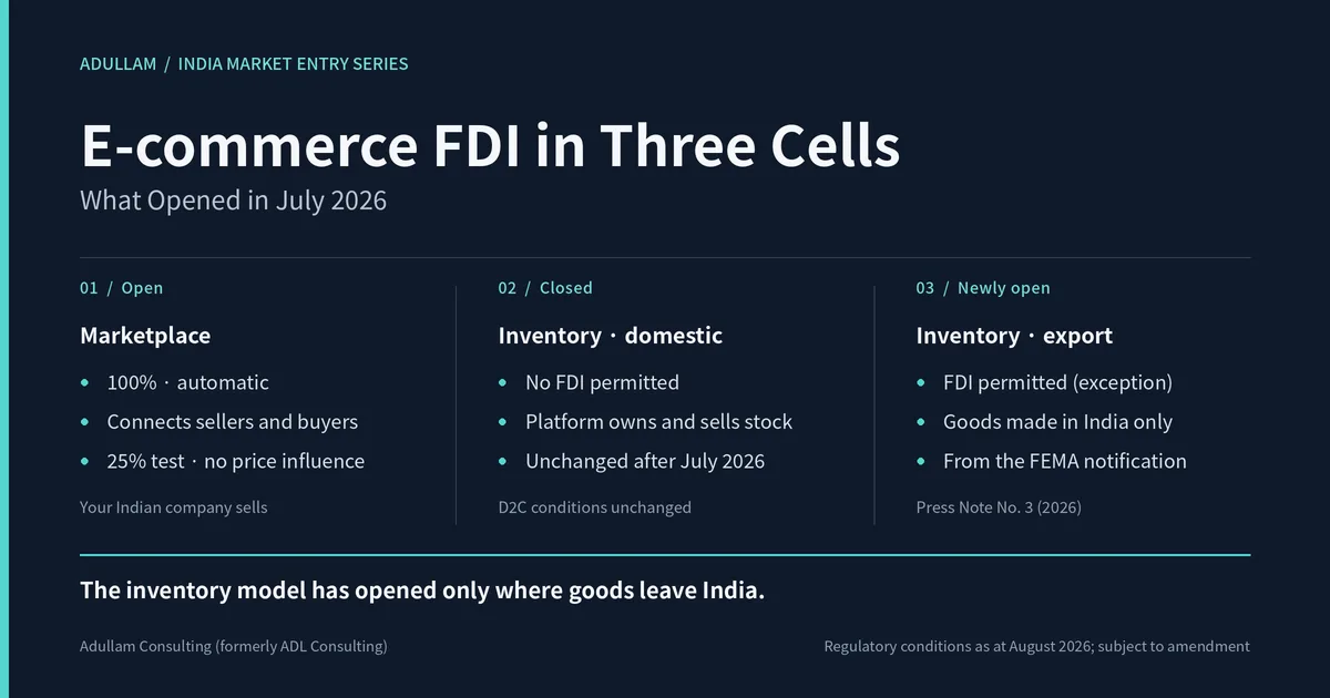 India's e-commerce FDI after July 2026